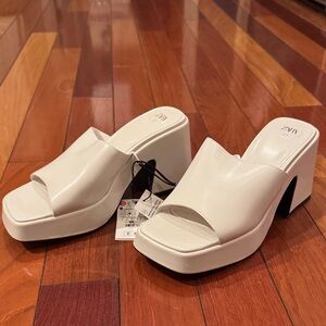 Zara Women's Off-White Platform Mules